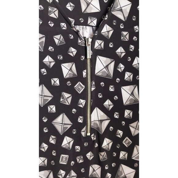 Michael Kors A Line Shirt Dress Womens Blouson Small Diamonds Black and Silver - Picture 8 of 11